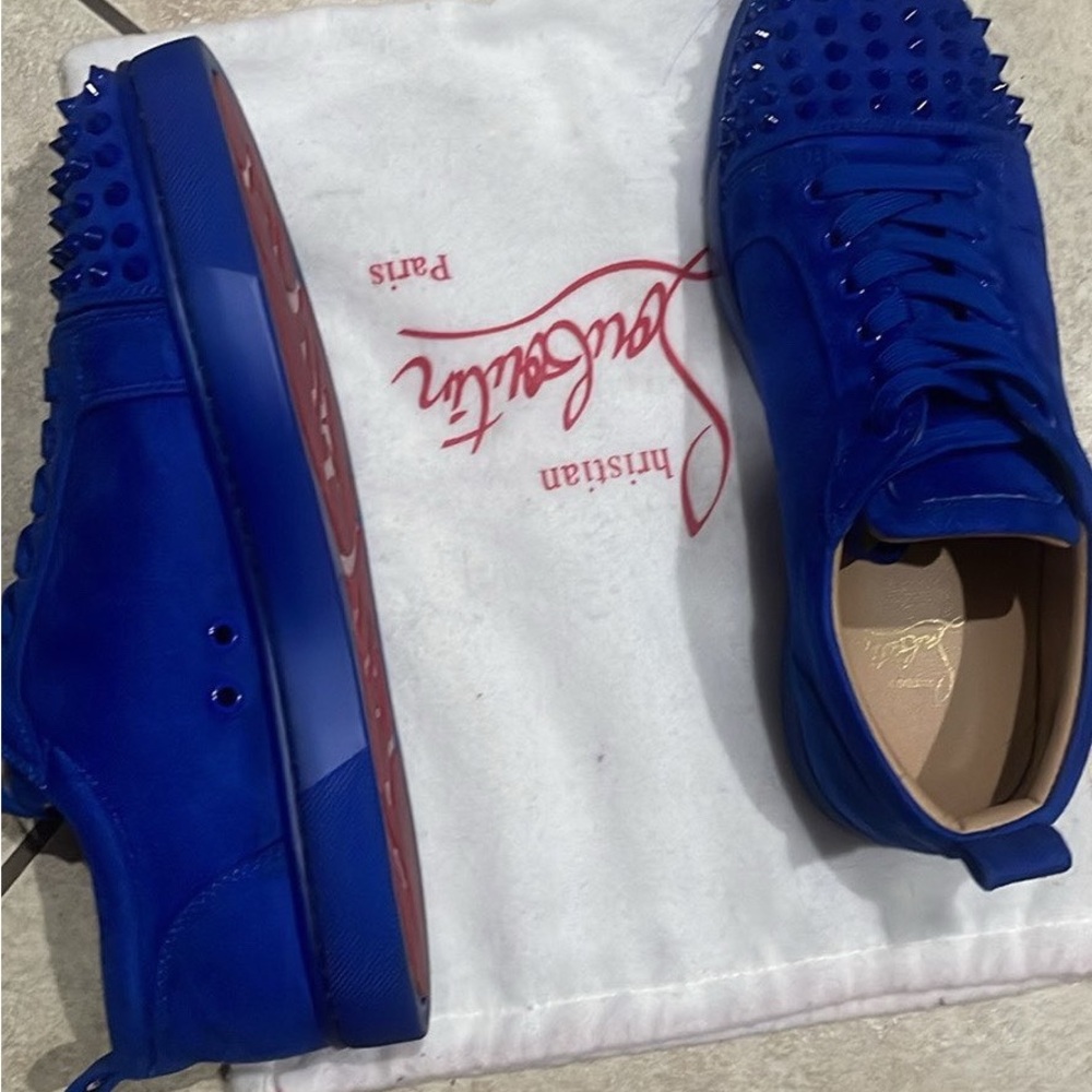 Christian Louboutin-Louis Junior Spikes Blue